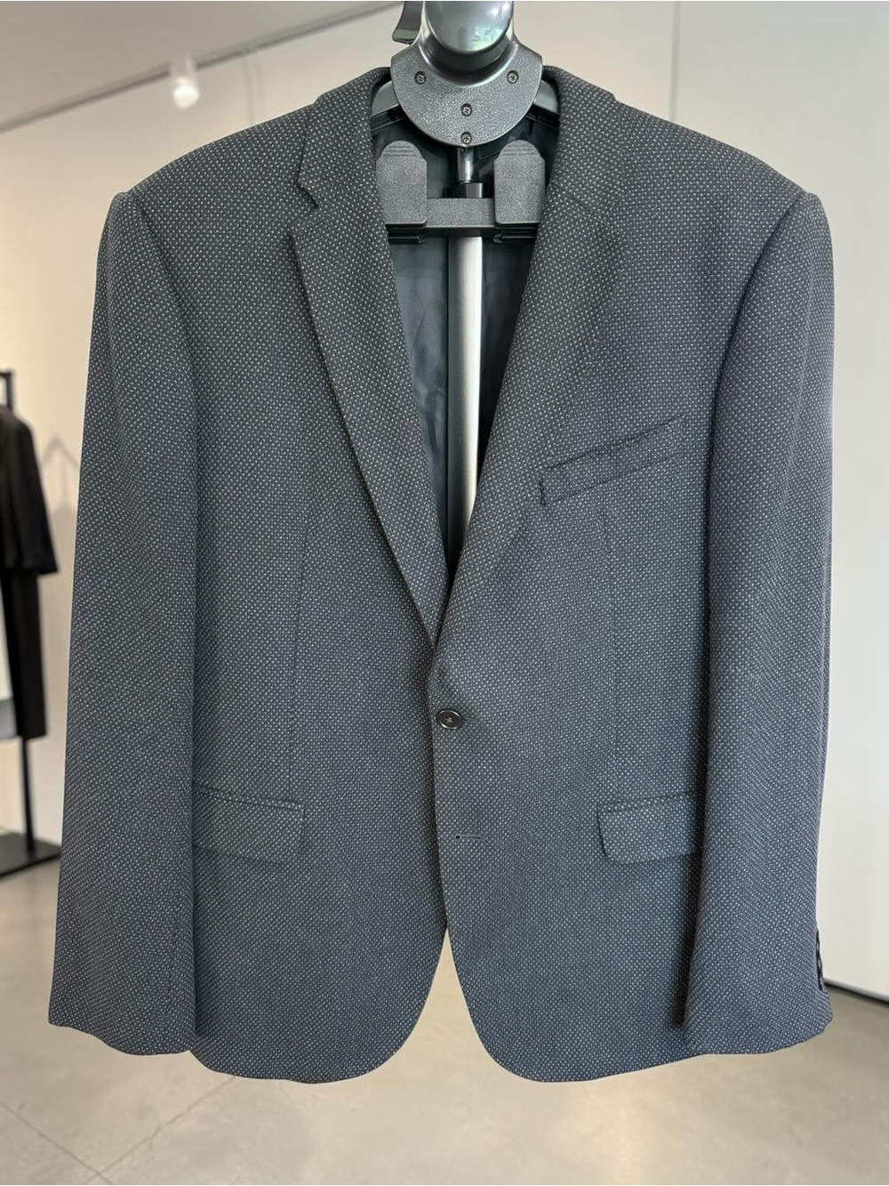Armani Collezioni M Line Mens Wool Blazer Charcoal Micro Dot 2 Button Sport Coat